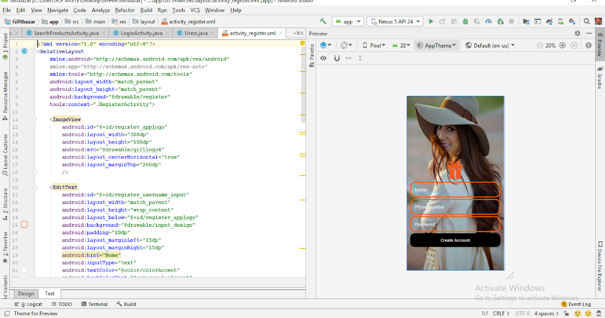 Register page in Android Studio using Firebase Databse