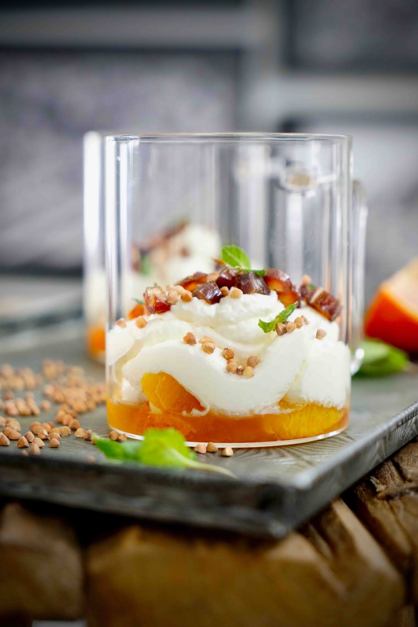 Fontainebleau aux oranges sanguines faisselle Rians , dessert léger