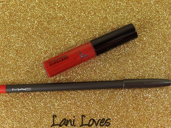 MAC Pencilled In: Ruby Woo Lip Pencil & Lipglass Swatches & Review