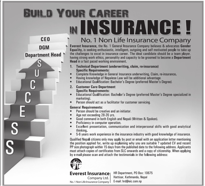 Build your Career in Everest Insurance Jobs in Nepal