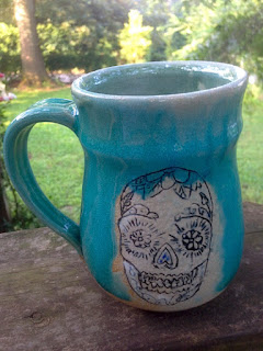 Hand Crafted Pottery Sugar Skull Mug by Future Relics Gallery