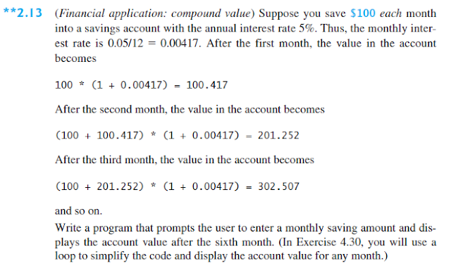 Liang Introduction to Java exercise 2.13 solution