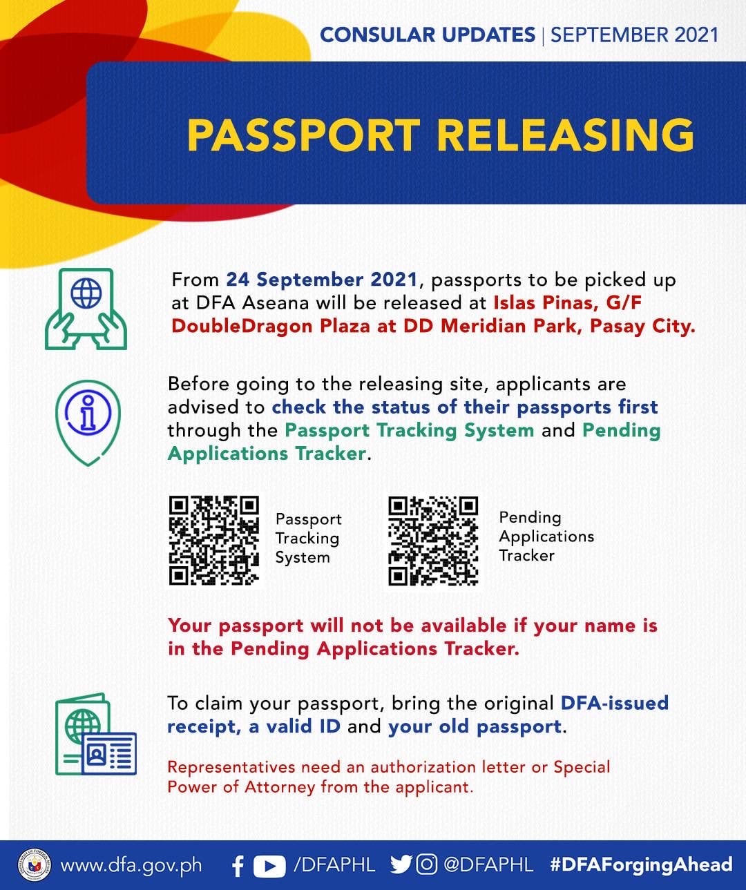 DFA passport releasing guide infographics English