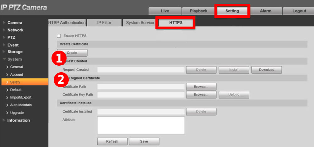 HTTPS Certificate Setup on Dahua