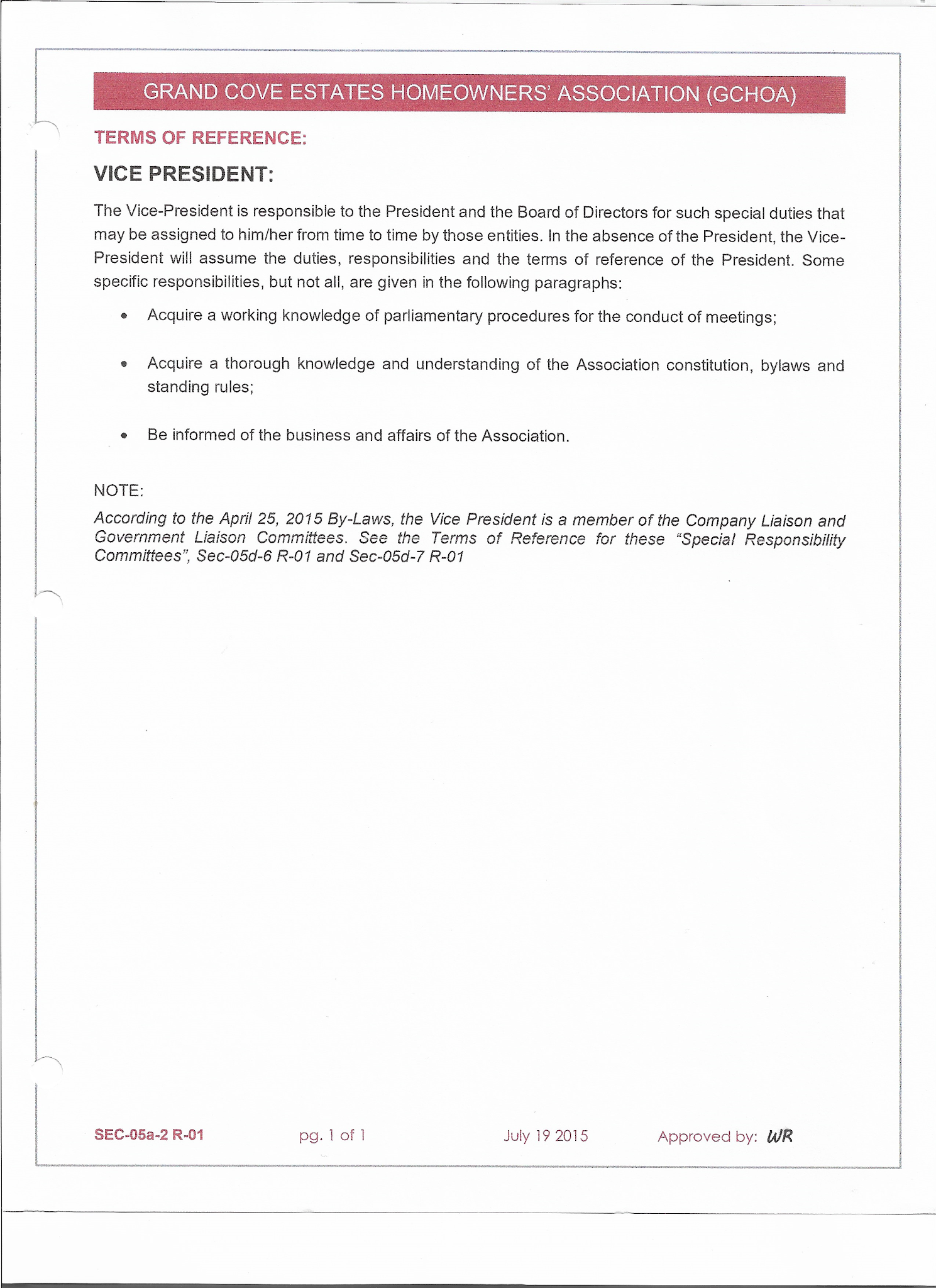 Vice President Job Description