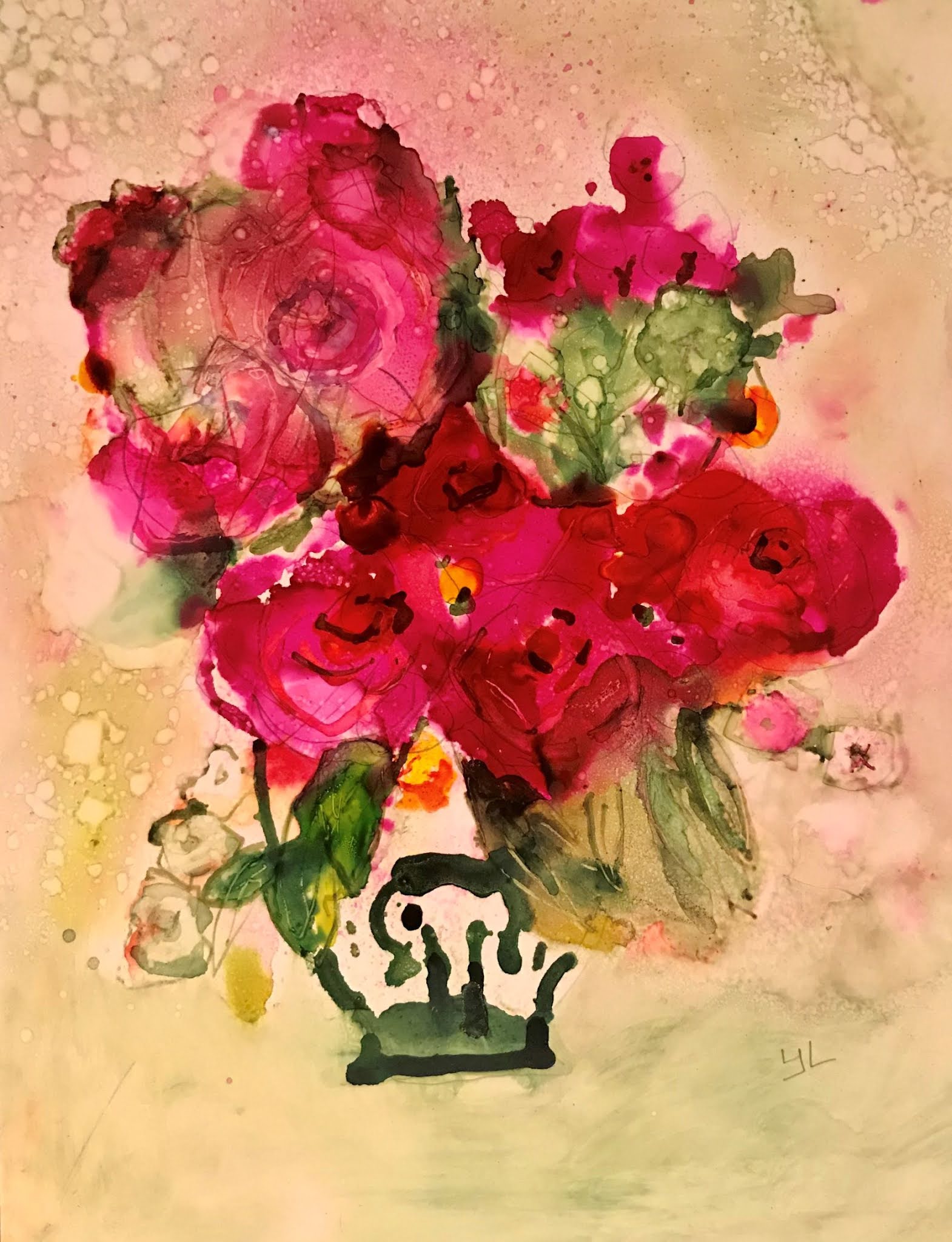 artaria Alcohol Ink,Flower Vase Series no.1