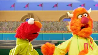 Elmo the Musical Athlete the Musical. Elmo and  Enormous Athlete. Sesame Street Episode 4420, Three Cheers for Us, Season 44