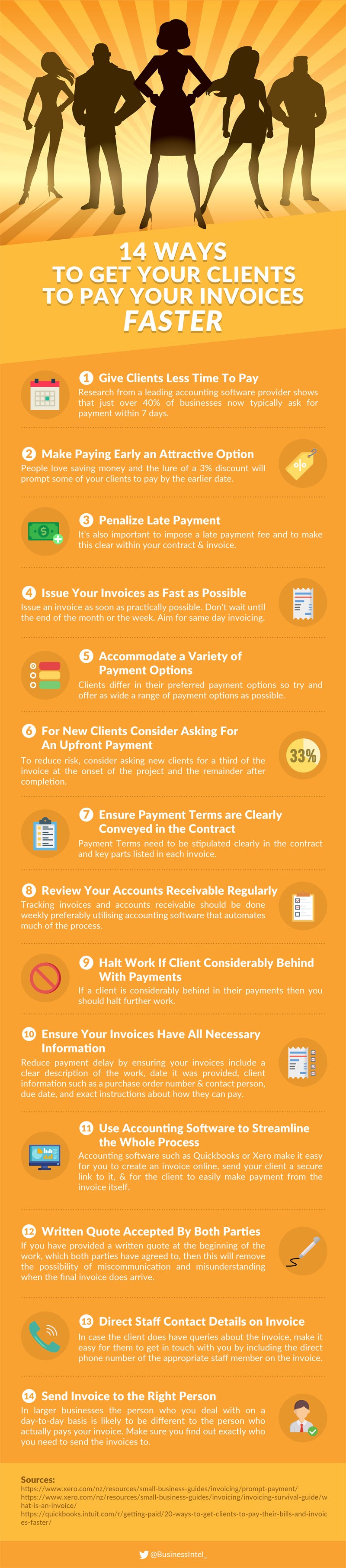14 Ways To Get Your Clients to Pay Your Invoices Faster #infographic