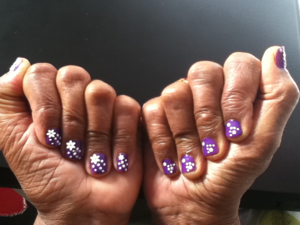 Mounika's Nail Art Violet Flowers Nail Art