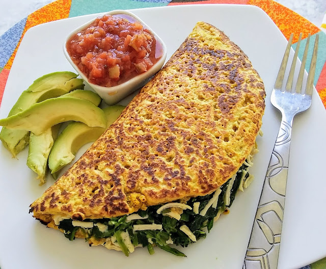 Vegan Spinach Cheese Omelet Made From Chickpeas