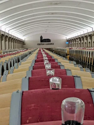 Bordeaux to Medoc: The barrel room at Chateau Lagrange