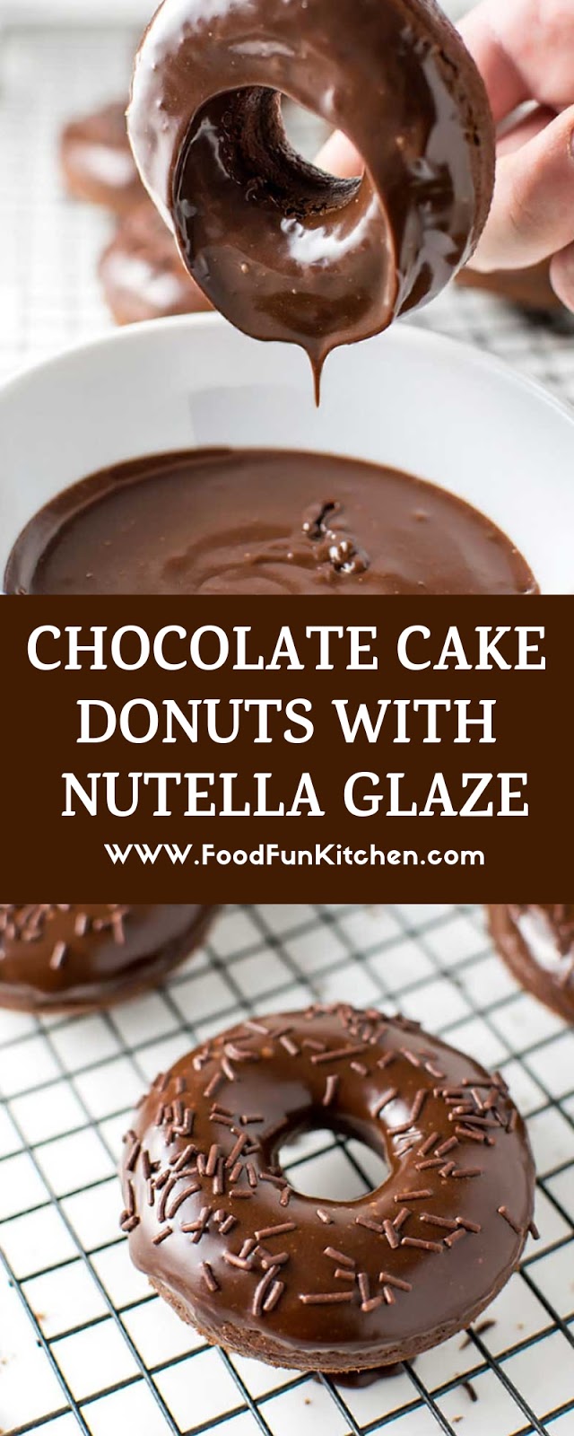 CHOCOLATE CAKE DONUTS WITH NUTELLA GLAZE