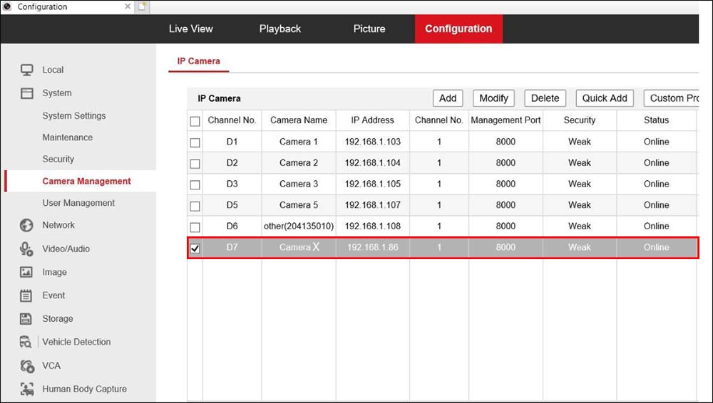How to change camera sequence on Hikvision recorder