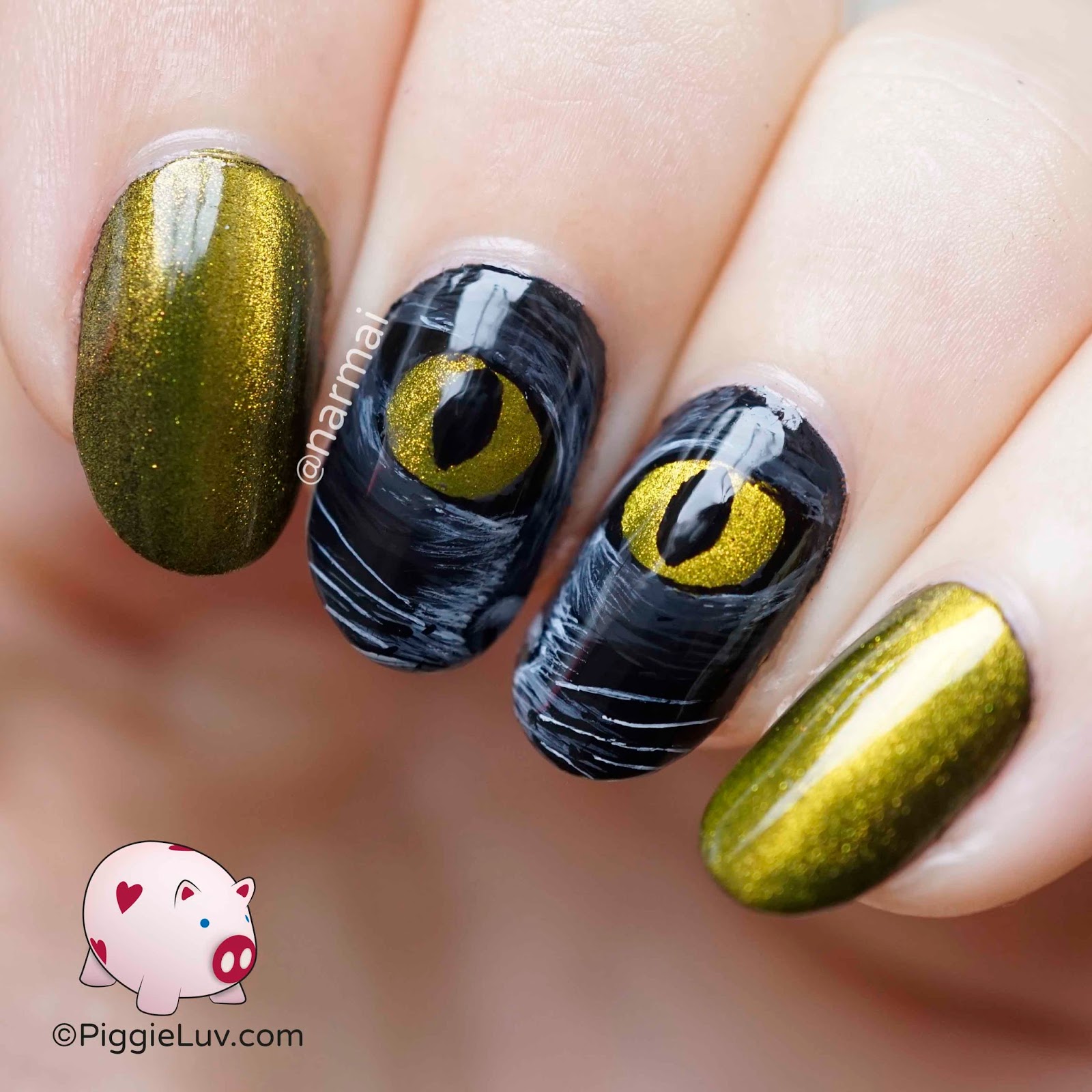 PiggieLuv: Magnetic cat eyes nail art