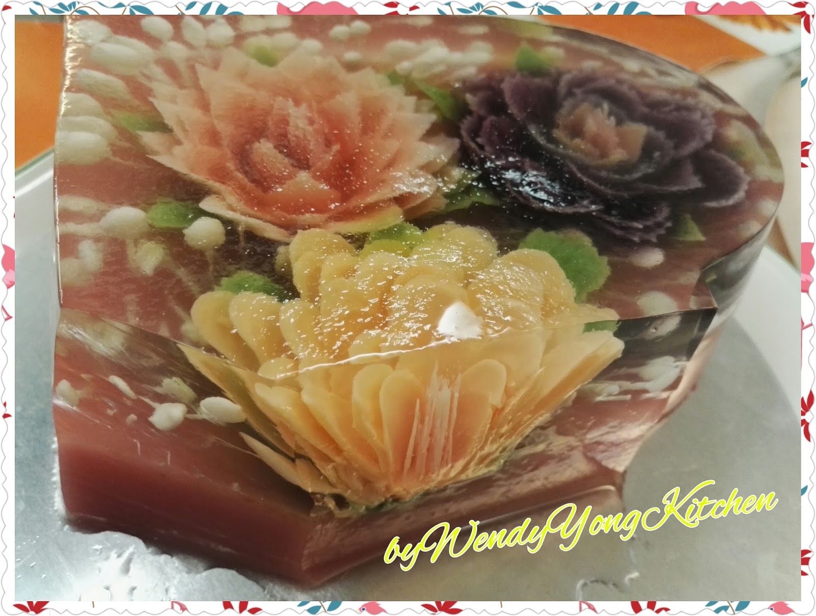 WendyYongKitchen~爱心烘焙记录: 3D jelly art cake天然色素3D 果冻花