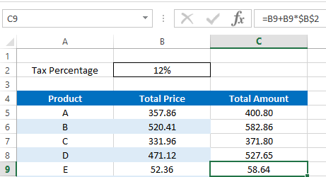 Fill down formula using drag method - relative and absolute reference