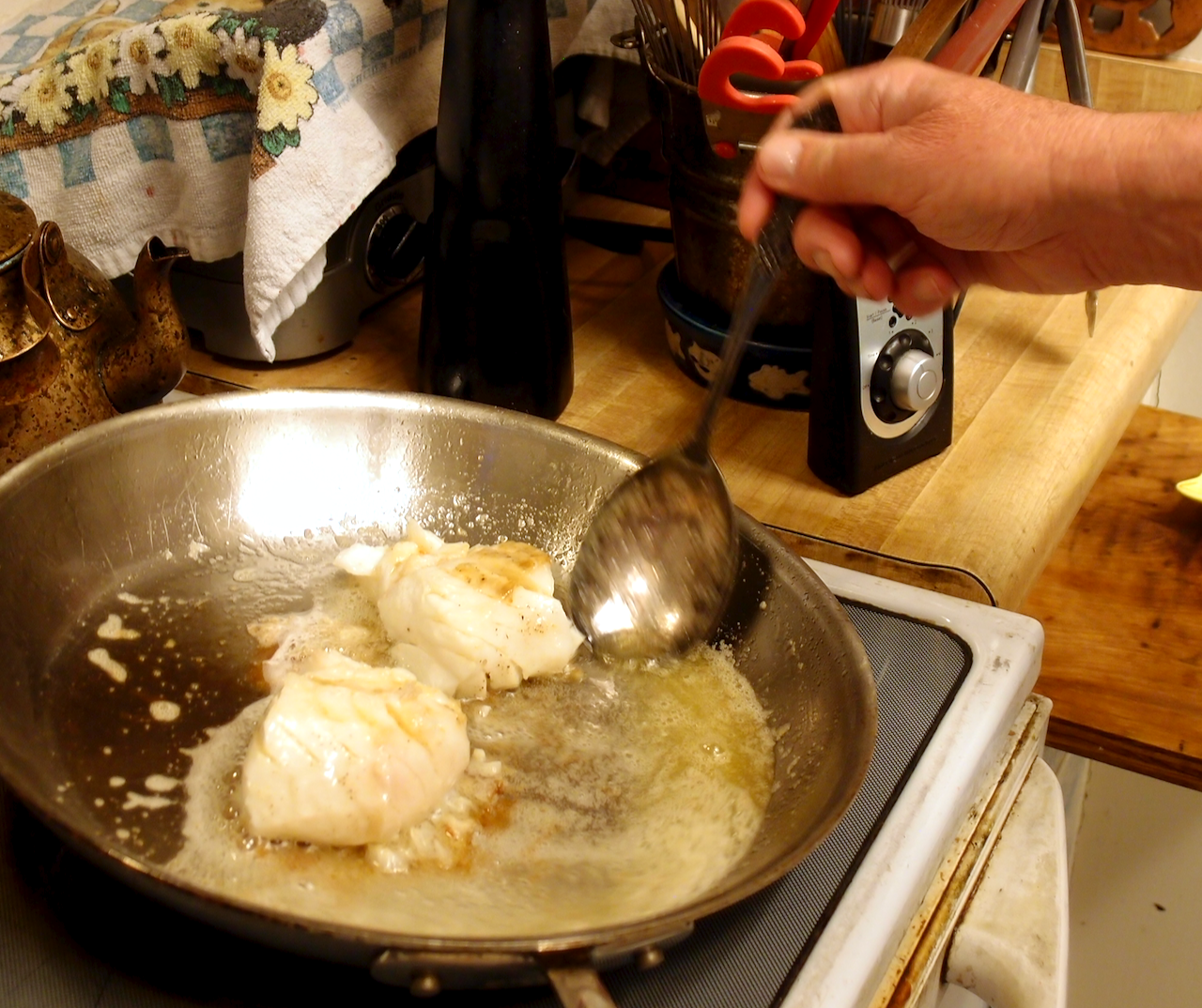 Sunday, dinner for two Recipe Notes ButterBasted Fish with Garlic and Thyme