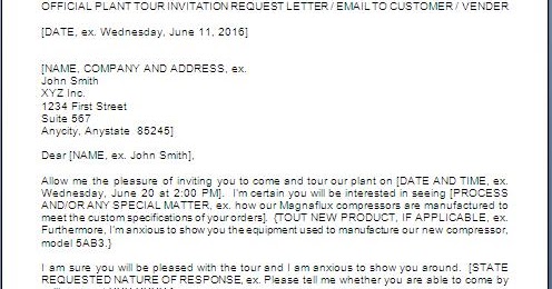 letter to visit their plant