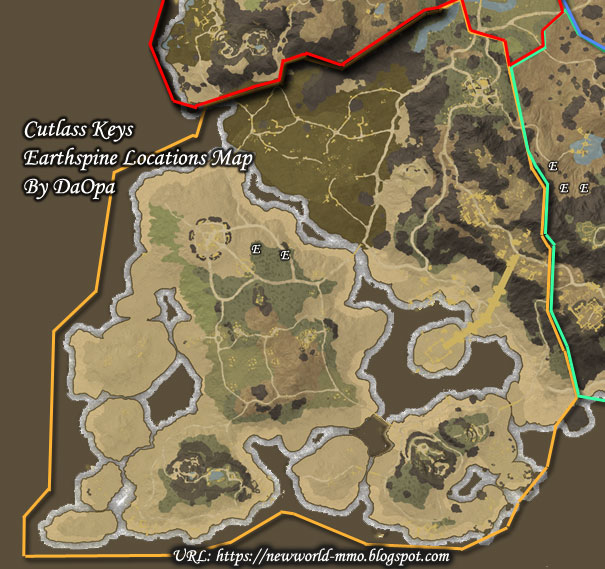 New World Cutlass Keys earthspine map