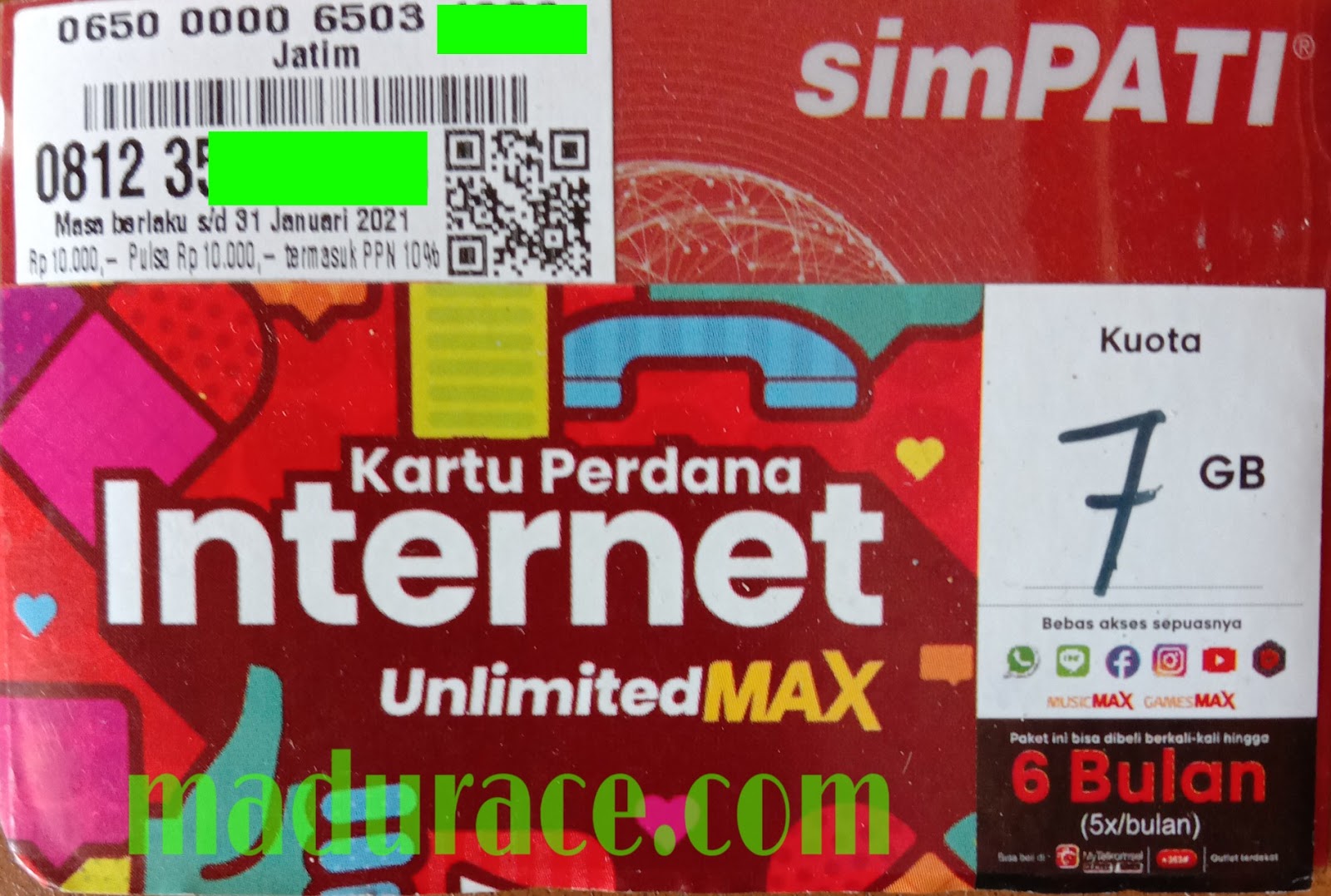 Kartu Unlimited 24 Jam Kuota Tri Kuota++ 24 Jam •Tri 5GB (Ikut Masa Termos Perak