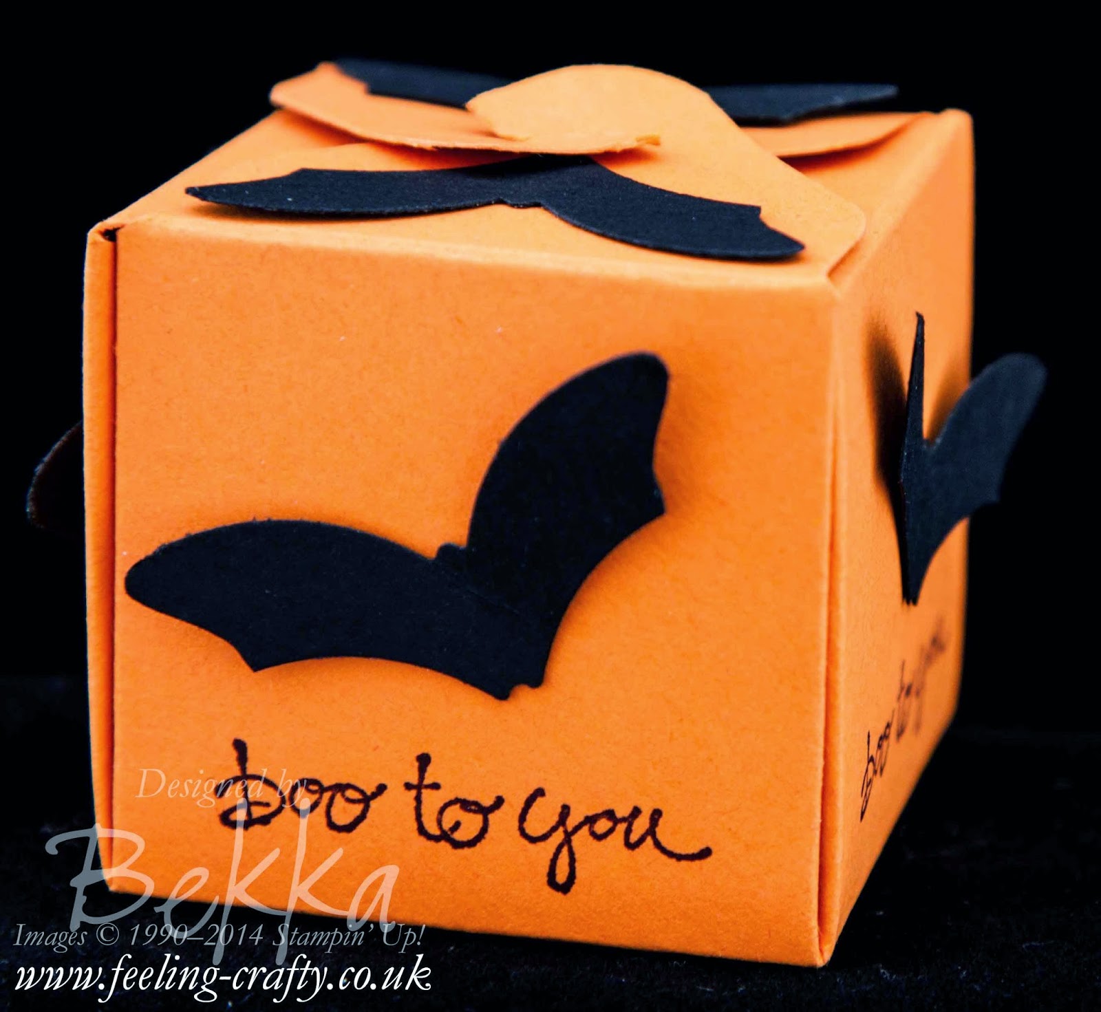 Halloween Treat Box with a Bat made with the Elegant Butterfly Punch - check this post to find out how it was made
