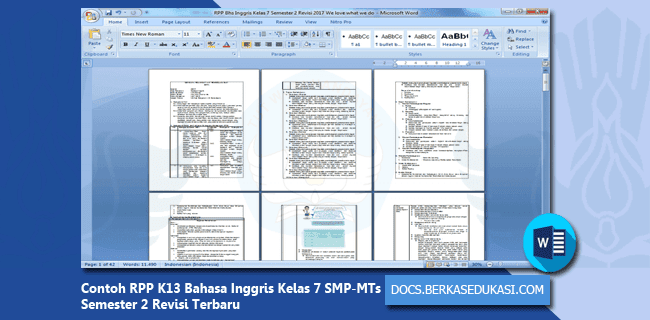 Contoh Rpp K13 Bahasa Inggris Kelas 7 Smp Mts Semester 2 Revisi 2019 2020 Dokumen Berkas Edukasi