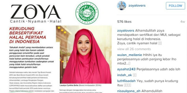 Zoya mendapat sertifikat halal
