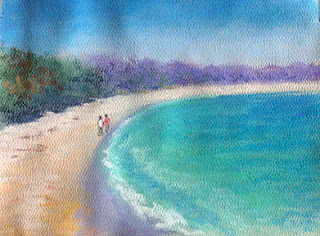soft pastel painting of a seashore on strathmore paper by Indian artist Manju Panchal