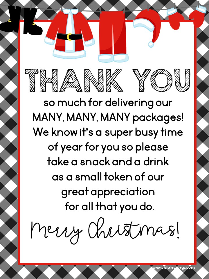 Sweet Blessings Delivery Driver Thank You Printables