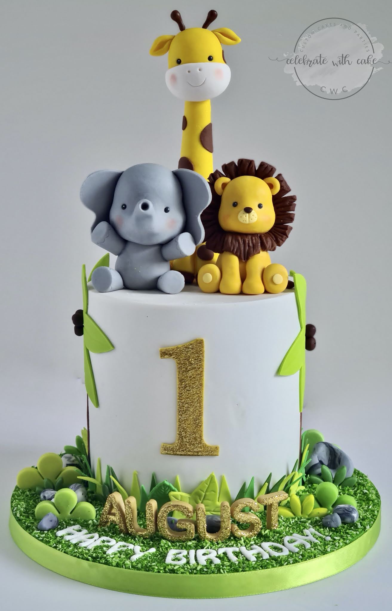 Safari themed 1st birthday single tier Cake Safari themed 1st birthday single tier Cake
