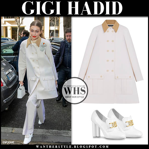 Gigi Hadid in beige trench coat and sweatpants in NYC on April 27 ~ I want  her style - What celebrities wore and where to buy it. Celebrity Style