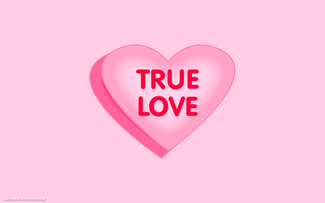 Roze liefdes hartje en de tekst true love