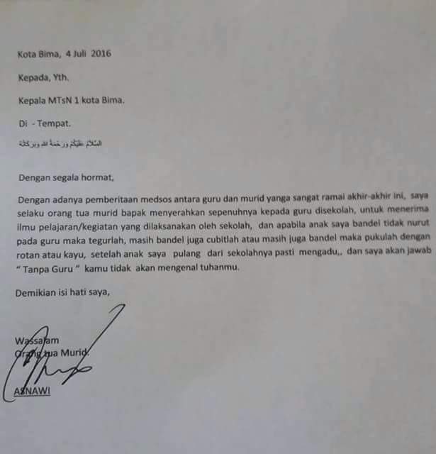 Surat Khusus Buat Para Guru Dari Orangtua Isinya Sungguh Mengejutkan Tribun Sumsel Surat Khusus Buat Para Guru Dari Orangtua Isinya Sungguh Mengejutkan Tribun Sumsel