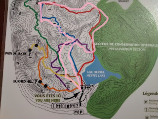 Carte des sentiers du mont Saint-Hilaire, trajet