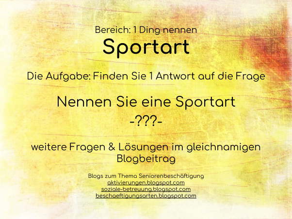 Aktivierungen Soziale Betreuung 1 Ding Nennen Sport