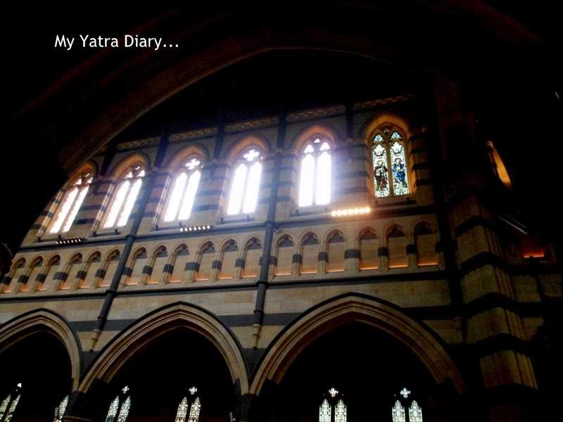 The windows of St. Paul's church cathedral in Melbourne, Australia