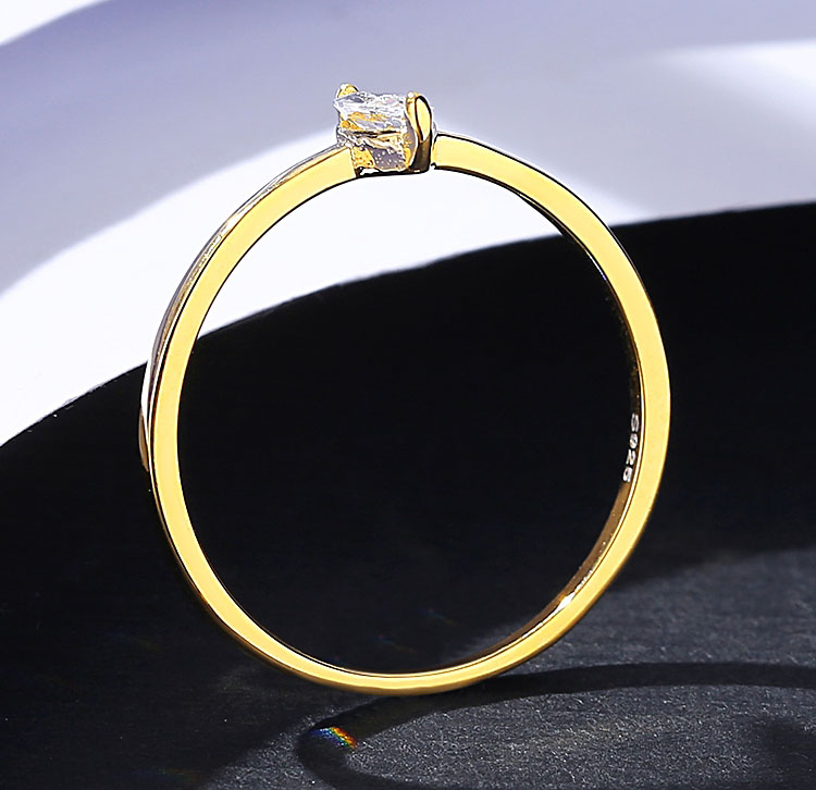 簡約單鑽欖尖鋯石 925純銀戒指