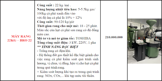 Máy rang cà phê Brotek 22kg