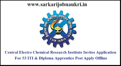 Central Electro Chemical Research Institute Invites Application For 53 ITI & Diploma Apprentice Post Apply Offline