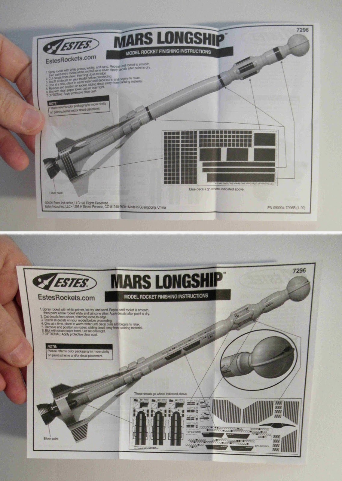 Model Rocket Building Estes Mars Longship Build 7296, Part 10, Decals