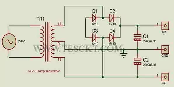 TDA2030 bridge amplifier power supply circuit diagram TDA2030 bridge amplifier power supply circuit diagram