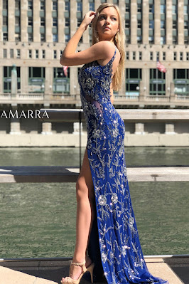 Prom Fitting Dresses Amarra Navy Blue Color