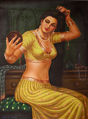 Lady Dressing Herself - Oil Painting