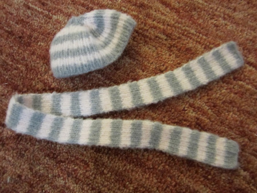 mis nancys, mis peques y yo, gorro y bufanda nancy rayas lana gris y rosa