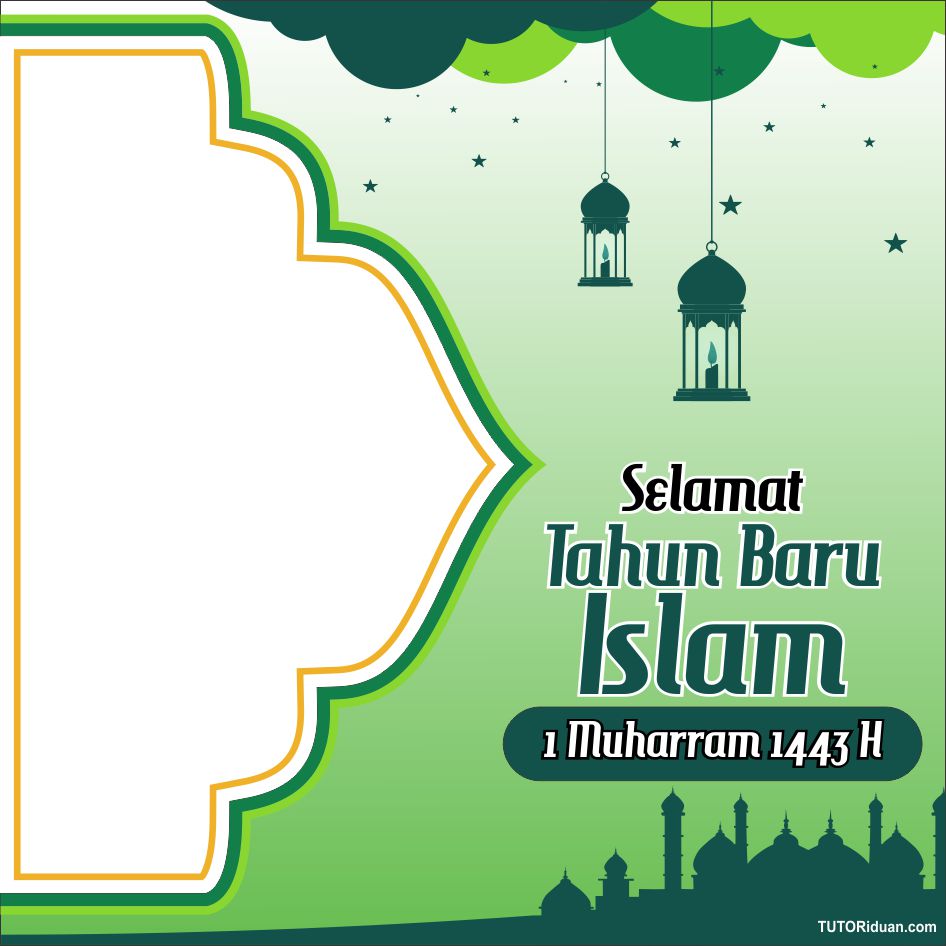 Desain Twibbon Tahun Baru Islam 1 Muharram 1443 H (Free CDR &amp; PNG