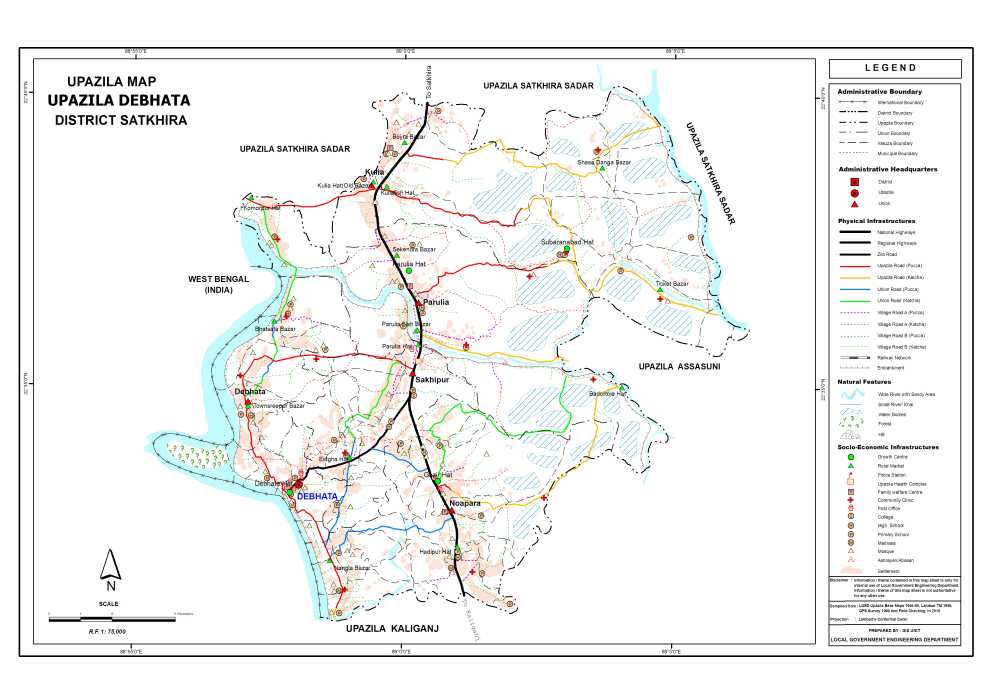 Debhata Upazila Map Satkhira District Bangladesh