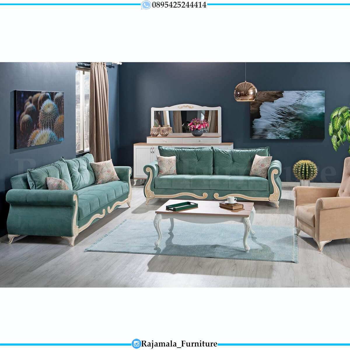 Murah!!! Sofa Tamu Minimalis Putih Elegant New Design Furniture Jepara RM-0619