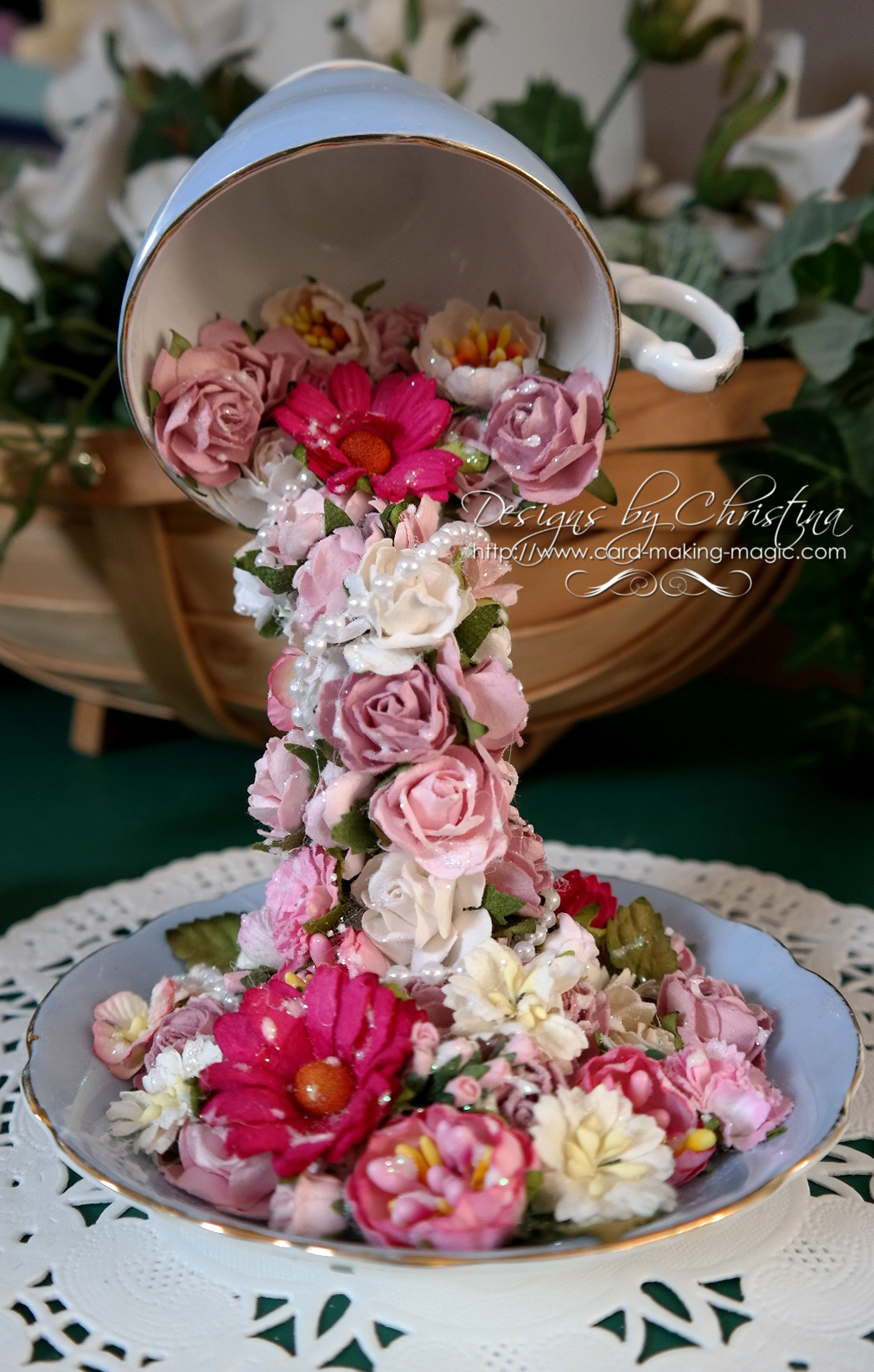 Flowers, Ribbons and Pearls Floating Cup