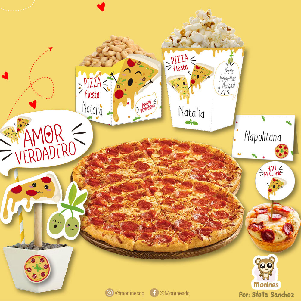 Kit pizza party / Fiesta Pizza Monines Diseño