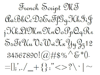 Font Alphabet Styles: French Script MT